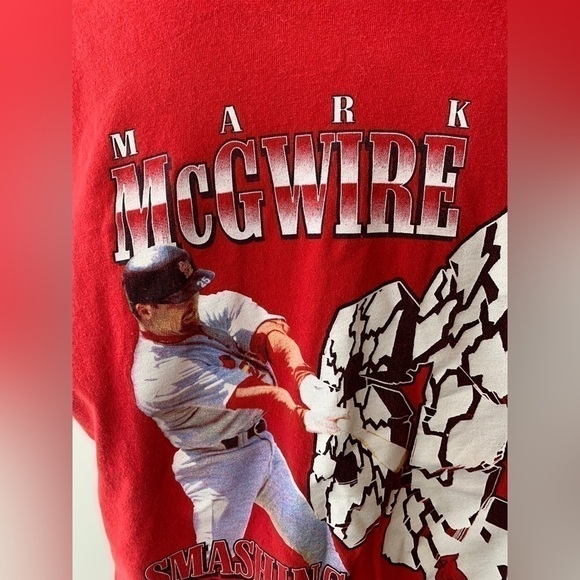 Mark McGwire vintage tshirt men women red Large cotton NWOT - Picture 2 of 6